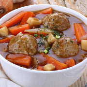 High Quality Organics Express Onion Stew with meatballs and carrots