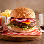 High Quality Organics Express Sesame Seed on toasted hamburger bun